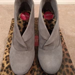 Grey suede booties